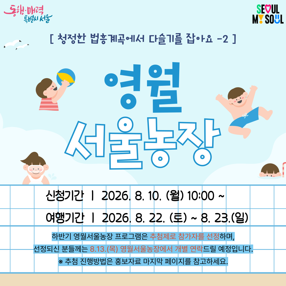 [영월서울농장] 청정한 법흥계곡에서 다슬기를 잡아요-2 (260822) 대표 이미지