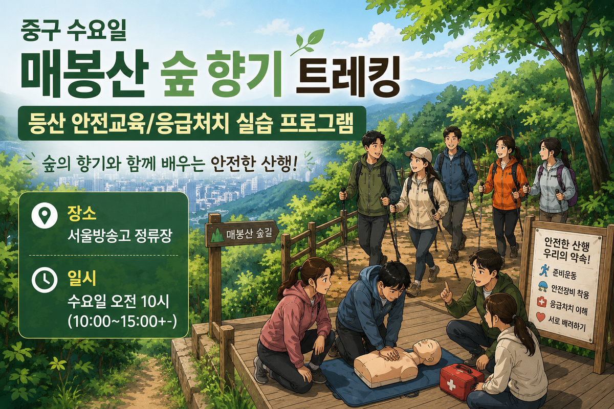 중구 수요일 숲향기 트레킹/등산 안전 응급처치 실습 대표 이미지